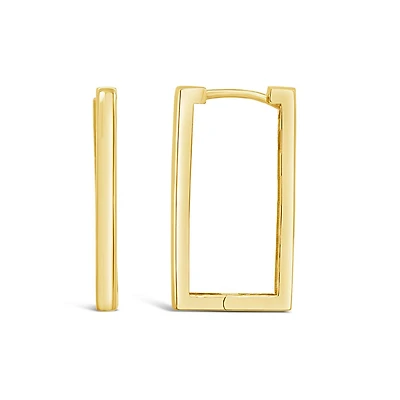 10K Yellow Gold Rectangular Hoop Earrings