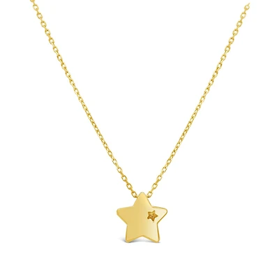 14K Yellow Gold 18" Star Pendant