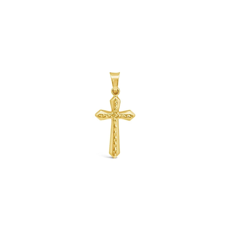 14K Yellow Gold Diamond Cut Cross No Chain