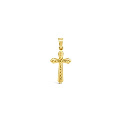 14K Yellow Gold Diamond Cut Cross No Chain