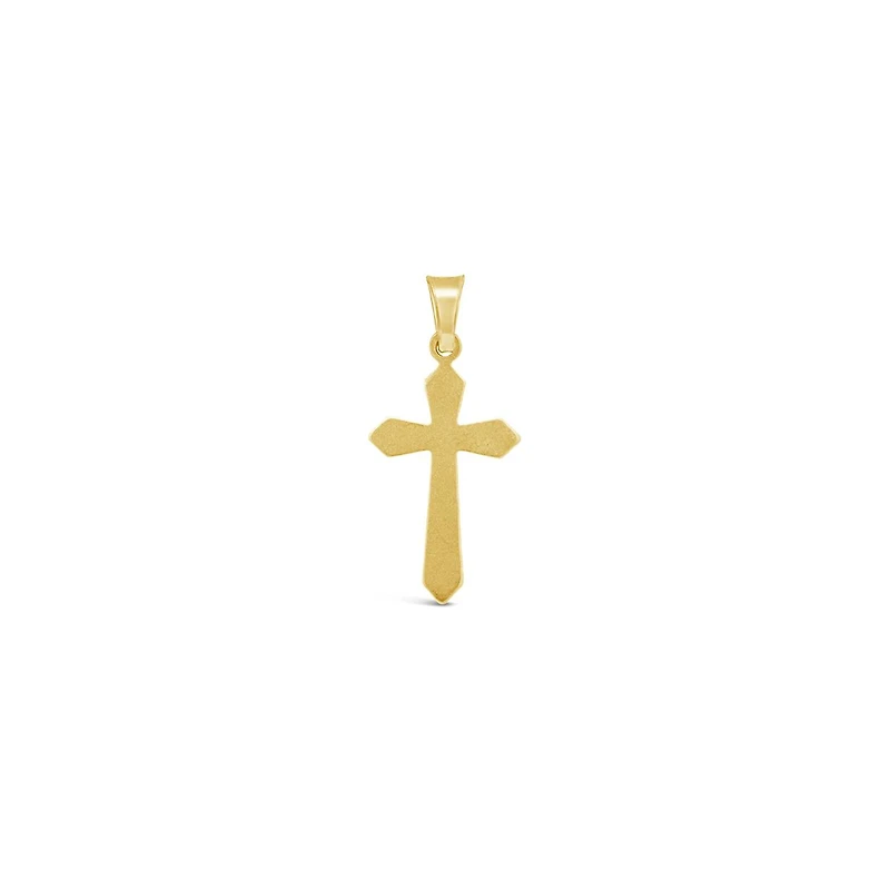 14K Yellow Gold Diamond Cut Cross No Chain