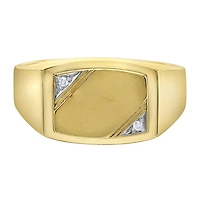 10K Yellow Gold 0.016CTW Canadian Diamond Signet Ring