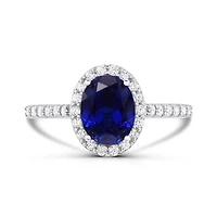 Sterling Silver Created Blue & White Sapphire Ring