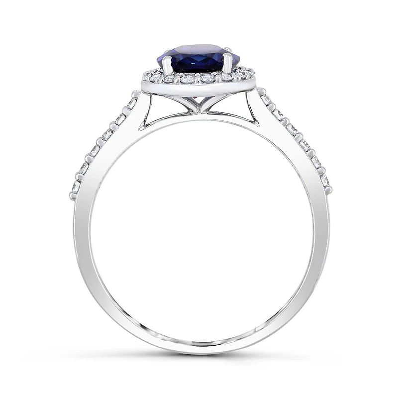 Sterling Silver Created Blue & White Sapphire Ring
