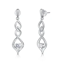 Sterling Silver Cubic Zirconia Twist Drop Earrings