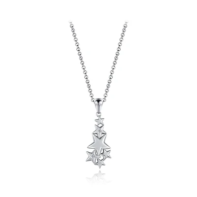 Sterling Silver Cubic Zirconia Star 19" Pendant