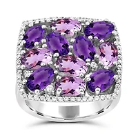Sterling Silver Amethyst & White Zircon Ring