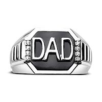 Sterling Silver Onyx & White Topaz Dad Ring