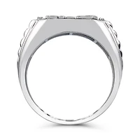 Sterling Silver Onyx & White Topaz Dad Ring