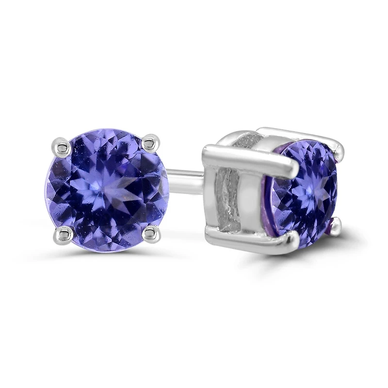 10K White Gold 5mm Tanzanite Stud Earrings