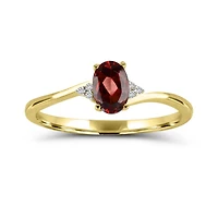 10K Yellow Gold Garnet & Diamond Ring