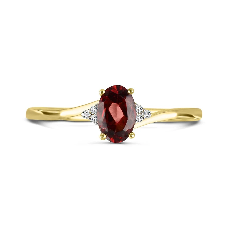 10K Yellow Gold Garnet & Diamond Ring