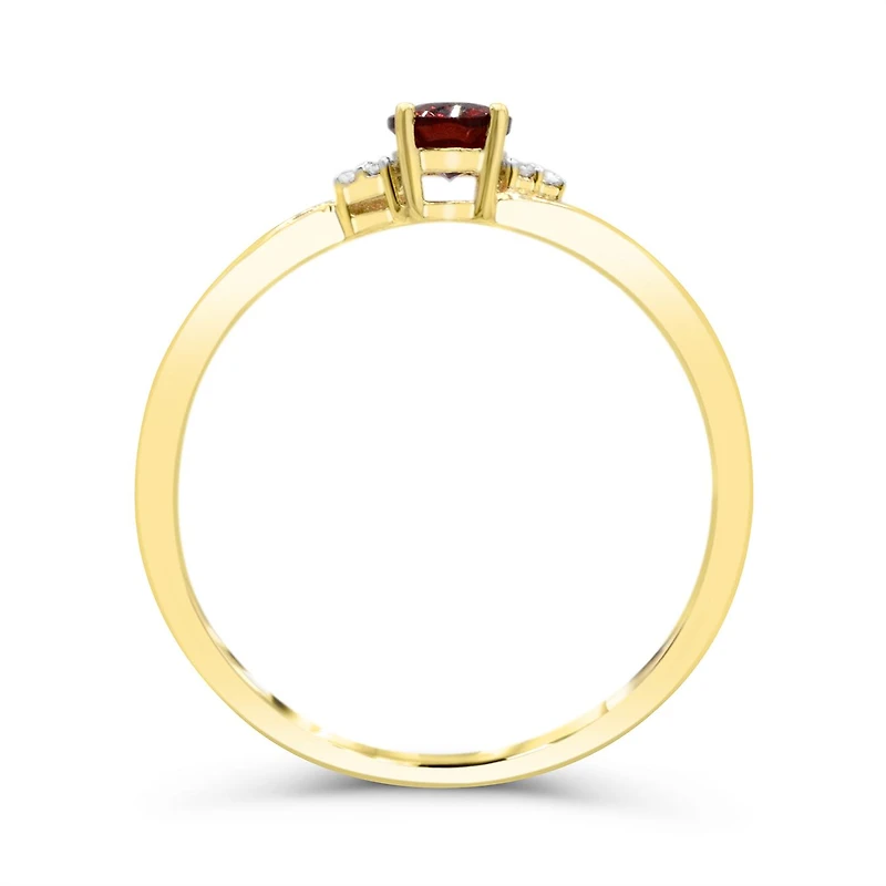 10K Yellow Gold Garnet & Diamond Ring
