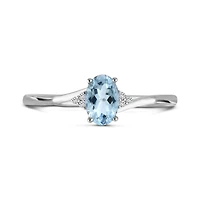 10K White Gold Aquamarine & Diamond Ring