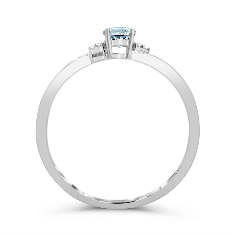 10K White Gold Aquamarine & Diamond Ring