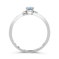 10K White Gold Aquamarine & Diamond Ring