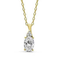 10K Yellow Gold White Topaz & Diamond 18" Pendant