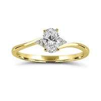 10K Yellow Gold White Topaz & Diamond Ring