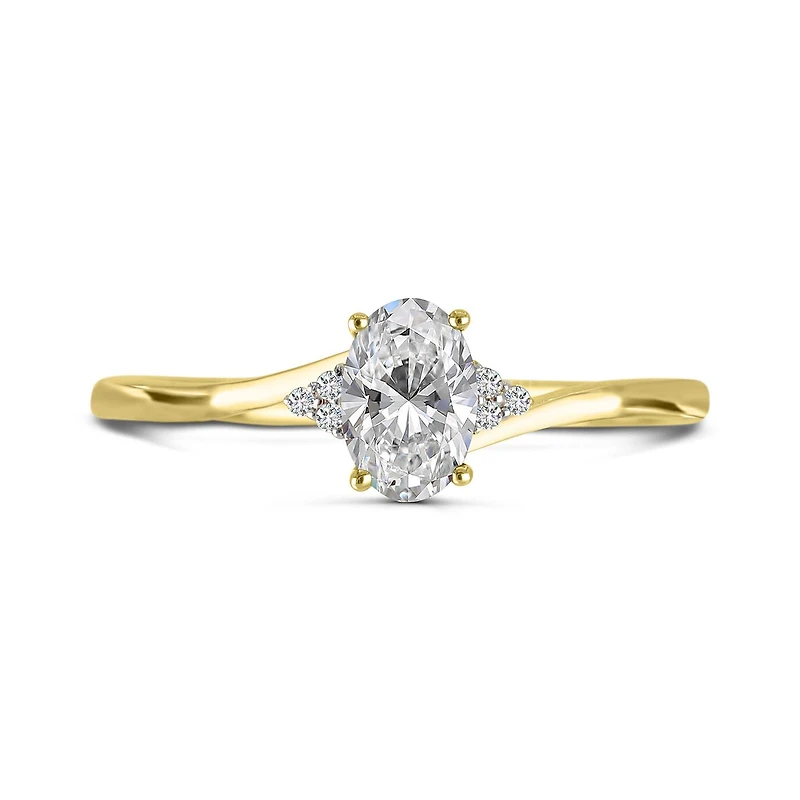 10K Yellow Gold White Topaz & Diamond Ring