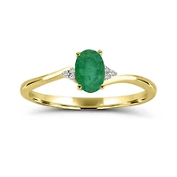 10K Yellow Gold Emerald & Diamond Ring