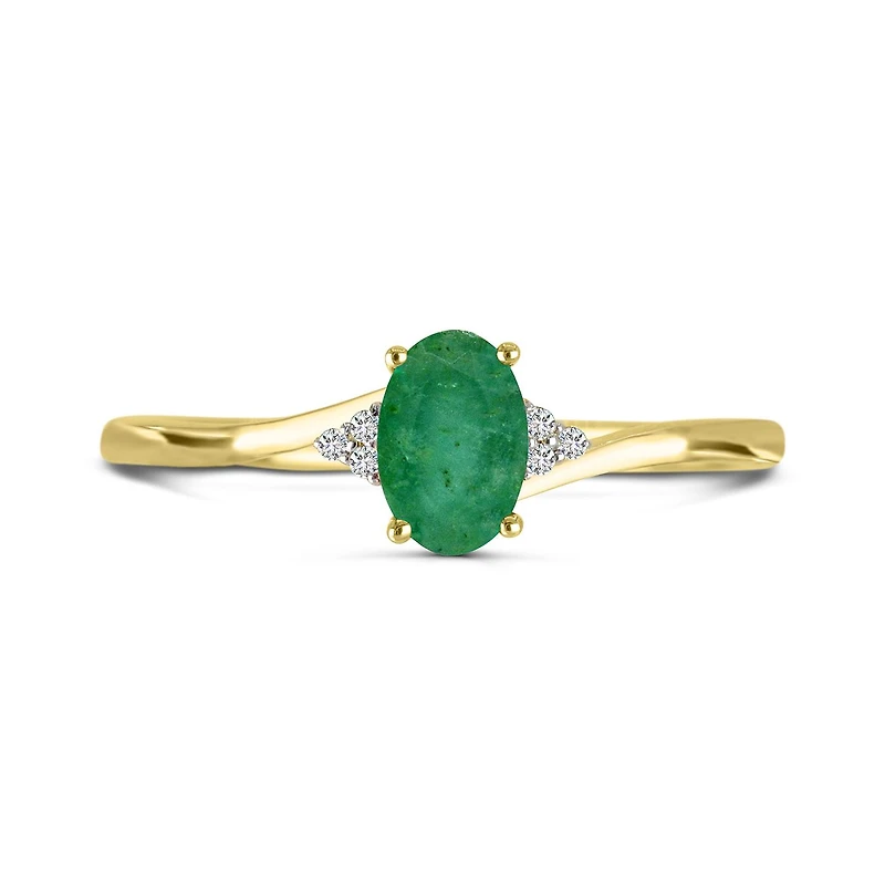 10K Yellow Gold Emerald & Diamond Ring