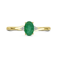 10K Yellow Gold Emerald & Diamond Ring