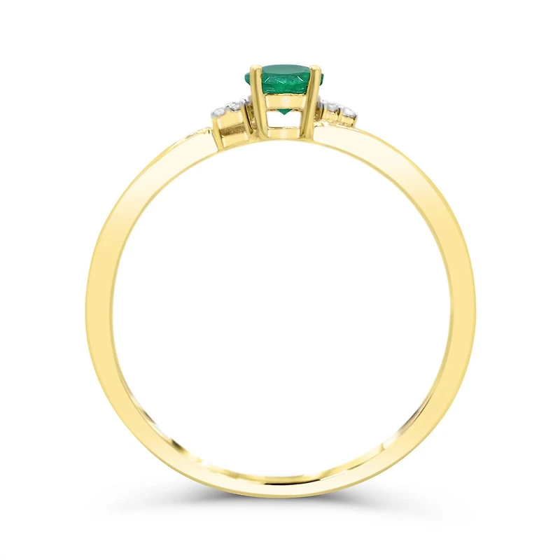 10K Yellow Gold Emerald & Diamond Ring