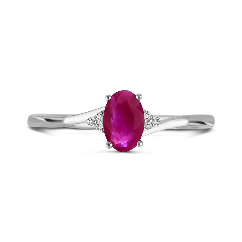 10K White Gold Ruby & Diamond Ring