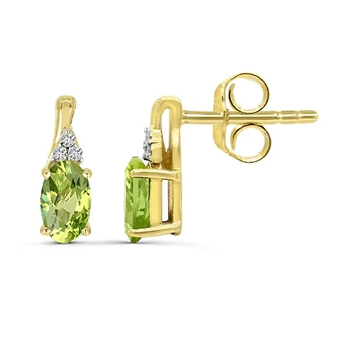 10K Yellow Gold Peridot & Diamond Earrings