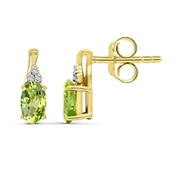 10K Yellow Gold Peridot & Diamond Earrings