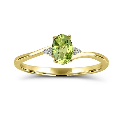 10K Yellow Gold Peridot & Diamond Ring