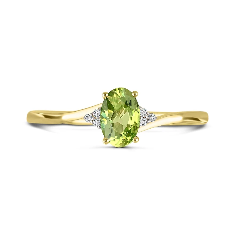 10K Yellow Gold Peridot & Diamond Ring