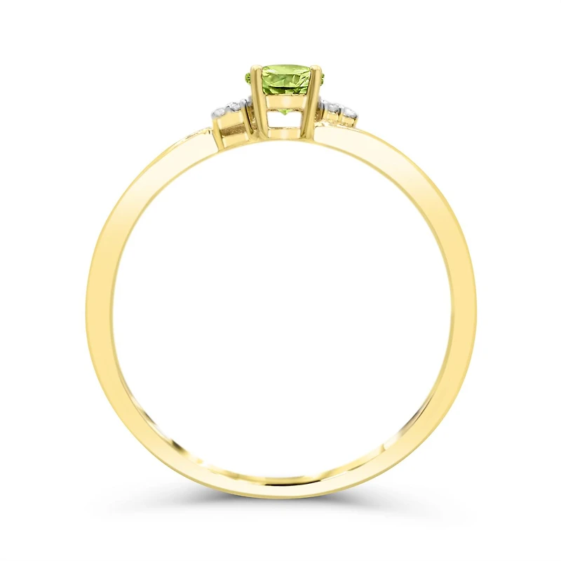 10K Yellow Gold Peridot & Diamond Ring