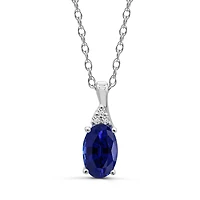 10K White Gold Sapphire & Diamond 18" Pendant
