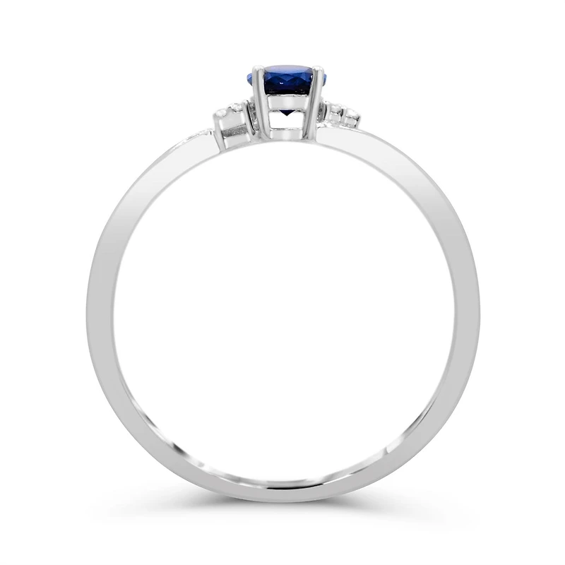10K White Gold Sapphire & Diamond Ring