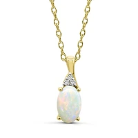 10K Yellow Gold Opal & Diamond 18" Pendant