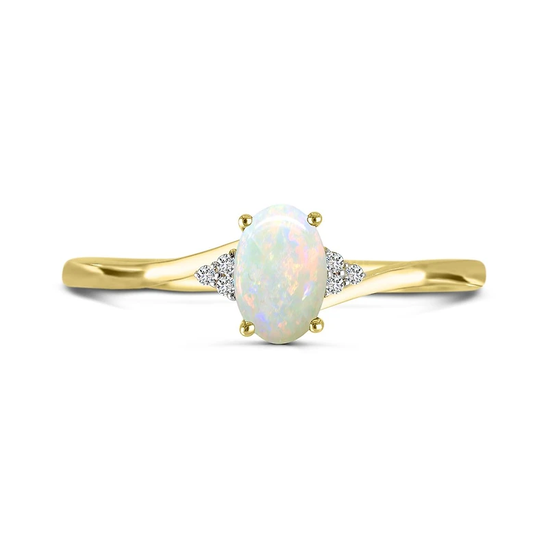 10K Yellow Gold Opal & Diamond Ring