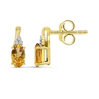 10K Yellow Gold Citrine & Diamond Earrings