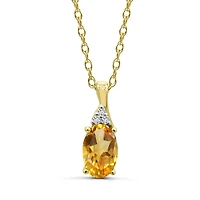 10K Yellow Gold Citrine & Diamond 18" Pendant