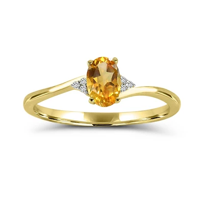 10K Yellow Gold Citrine & Diamond Ring