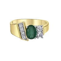 10K Yellow Gold Emerald & Diamond Ring