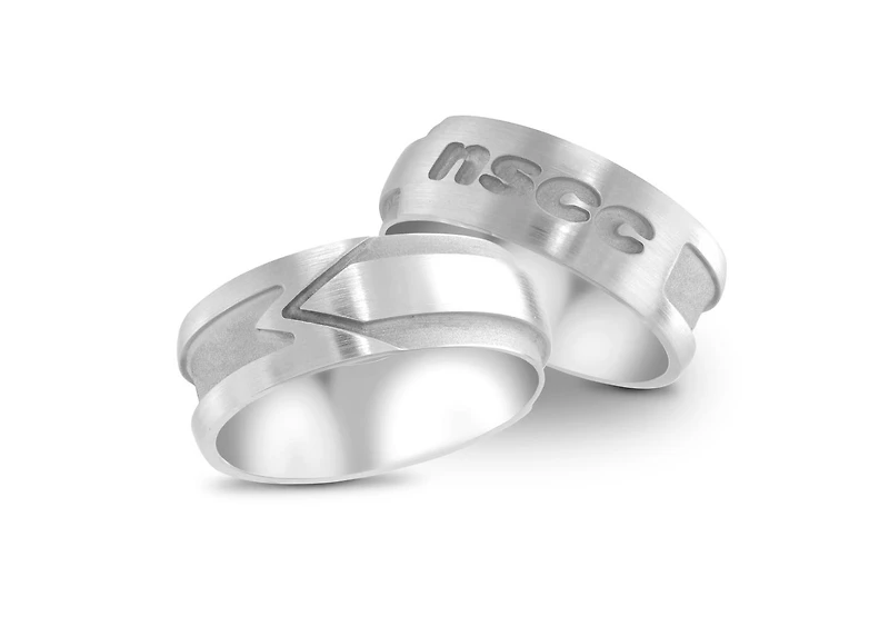 NSCC 10K White Gold Satin-Polish 6mm Graduation Ring (Sizes