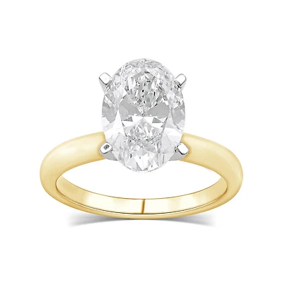 New Brilliance Lab Grown 3.00CT Oval Diamond Solitaire Ring in 14K Yellow Gold