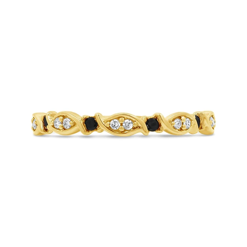 0.15CTW Black & White Diamond Stackable Ring in 10K Yellow Gold