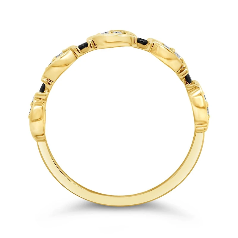 0.15CTW Black & White Diamond Stackable Ring in 10K Yellow Gold