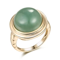 10K Yellow Gold Round Jade Ring