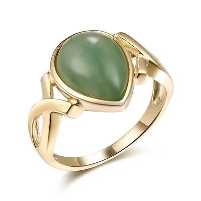 10K Yellow Gold Jade Ring