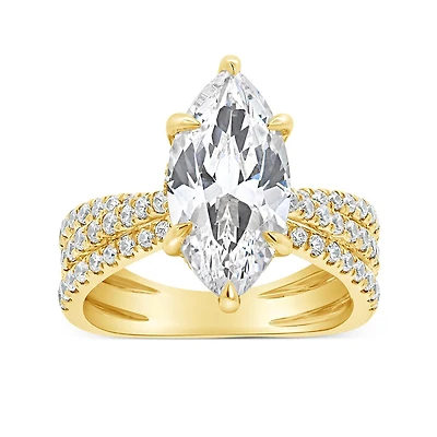 Jenny Packham Lab Grown 4.73CTW Marquise Diamond Bridal Ring in 18K Yellow Gold