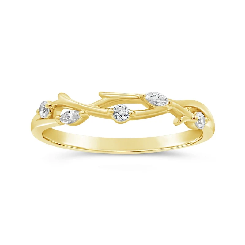 0.15CTW Diamond Stackable Vine Ring in 10K Yellow Gold