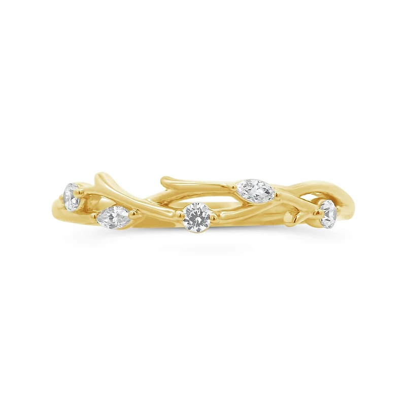 0.15CTW Diamond Stackable Vine Ring in 10K Yellow Gold